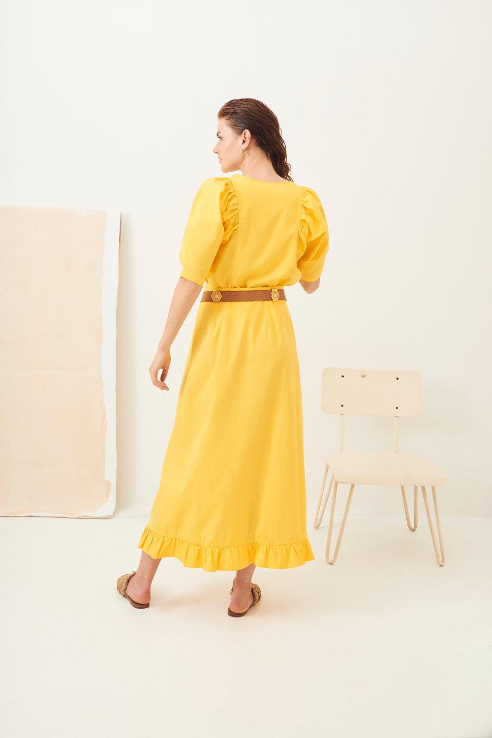 Popy Slitted Maxi Skirt - Yellow