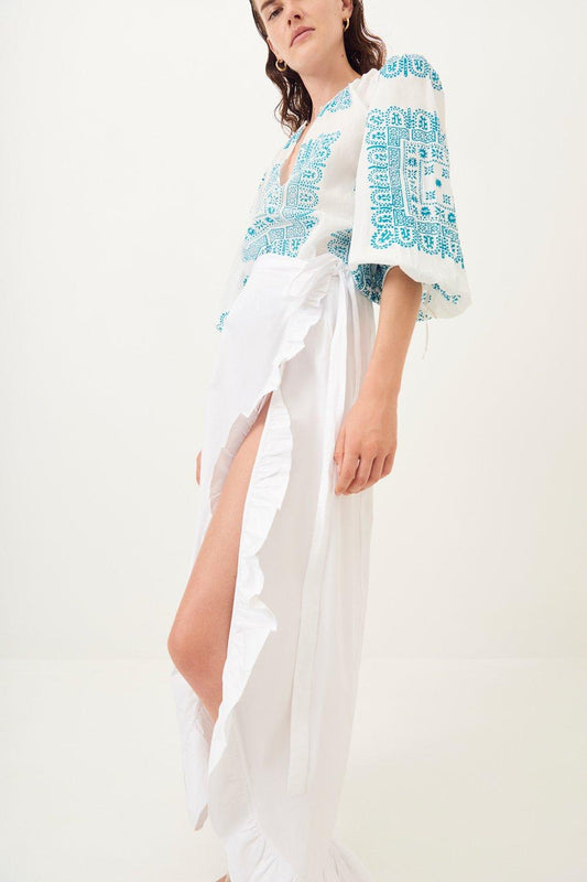 Popy Slitted Maxi Skirt - White