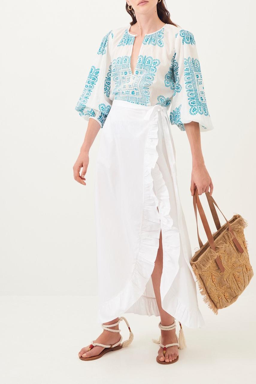 Popy Slitted Maxi Skirt - White