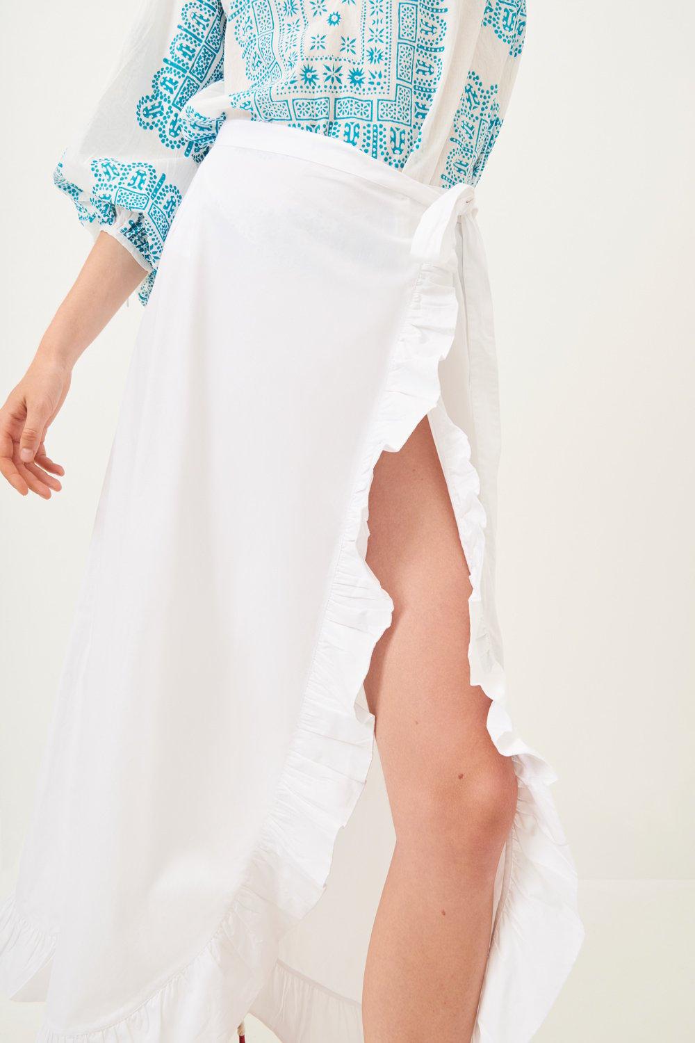 Popy Slitted Maxi Skirt - White