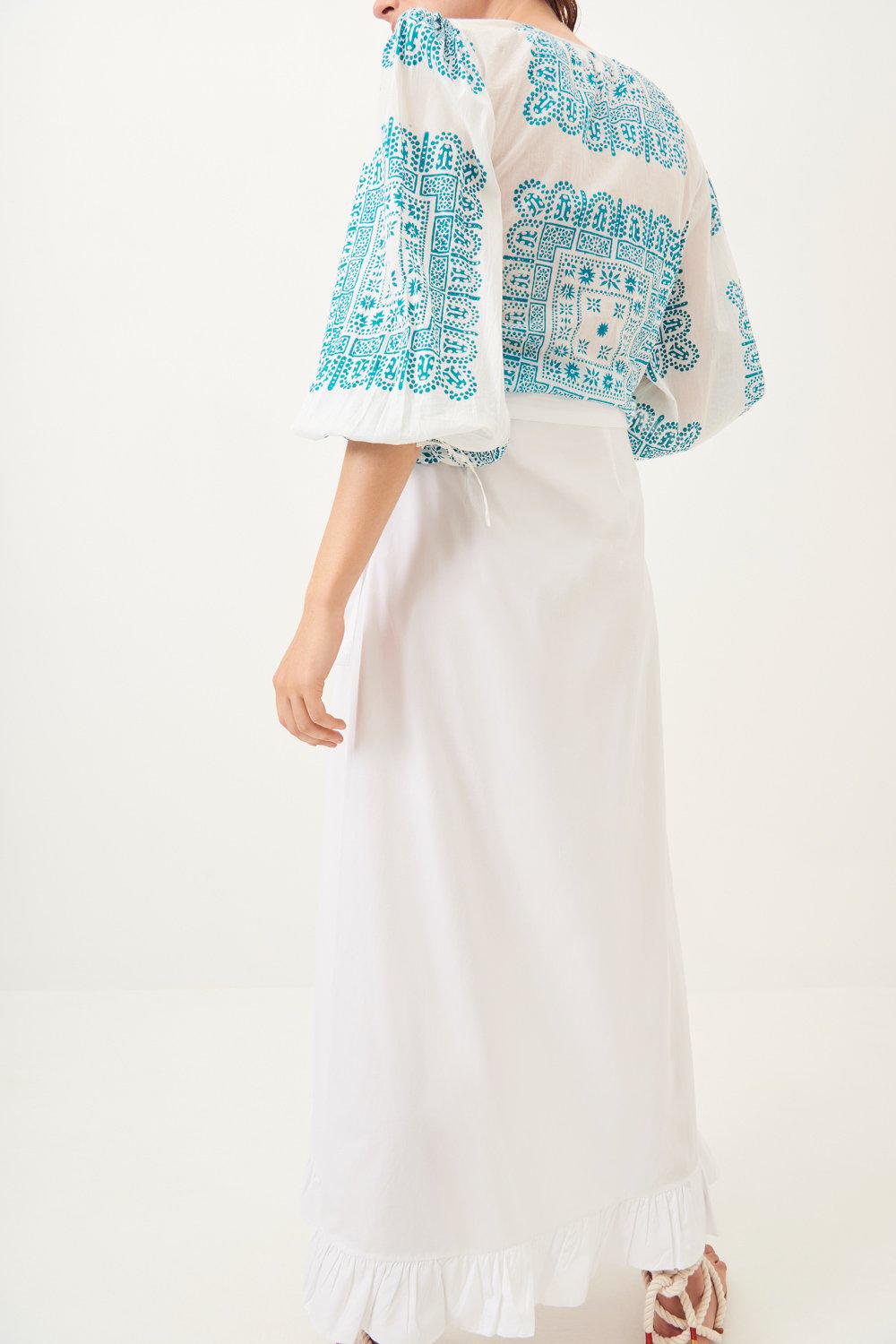 Popy Slitted Maxi Skirt - White