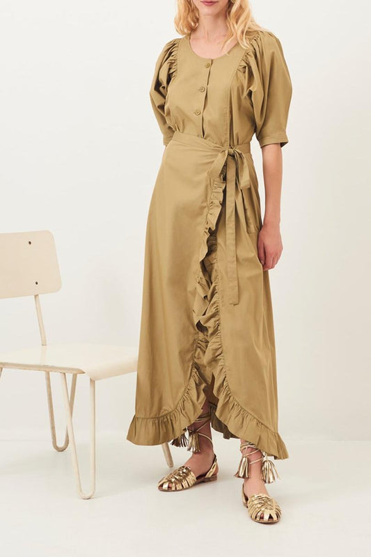 Popy Slitted Maxi Skirt - Khaki