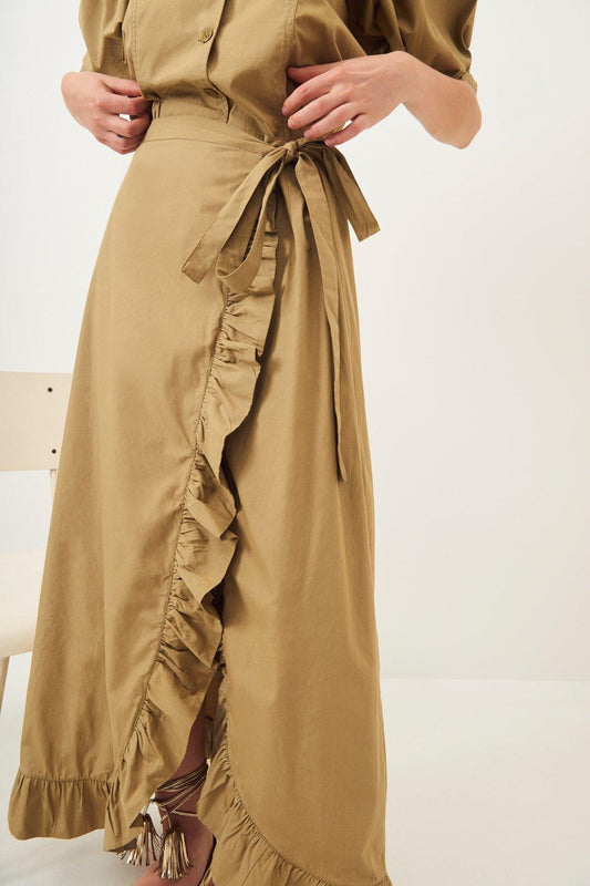 Popy Slitted Maxi Skirt - Khaki