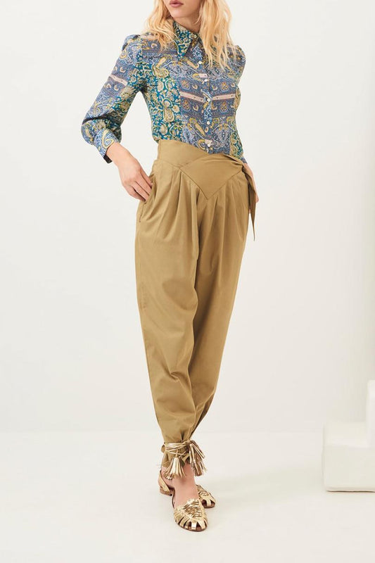 Popy Poplin Carrot Pants - Khaki