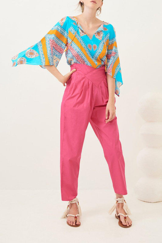 Popy Poplin Carrot Pants - Pink