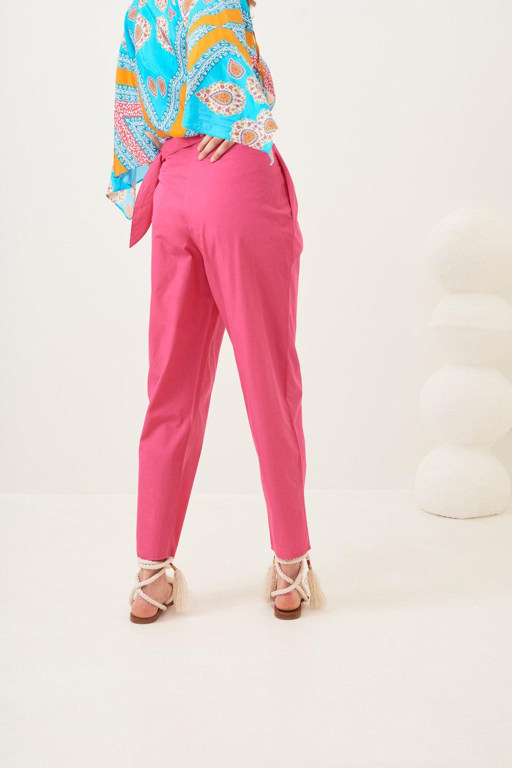 Popy Poplin Carrot Pants - Pink