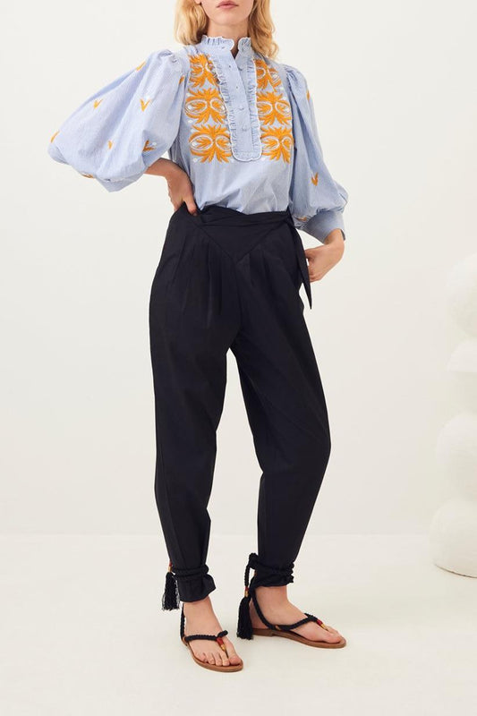 Popy Poplin Carrot Pants - Black