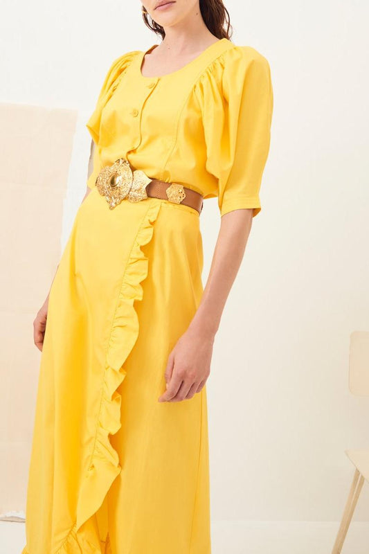 Popy Puff-Sleeve Blouse - Yellow