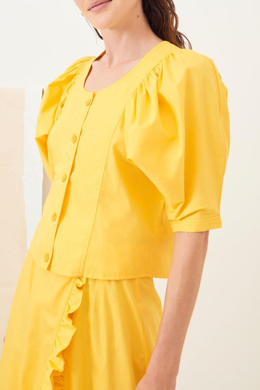Popy Puff-Sleeve Blouse - Yellow