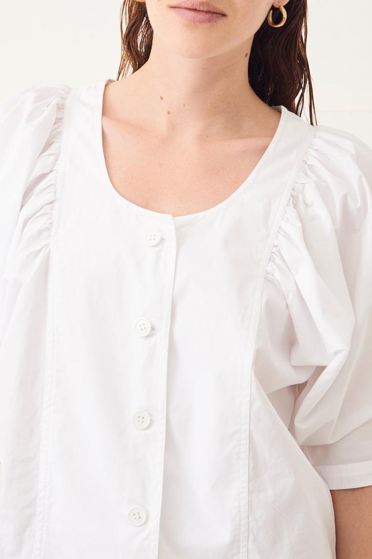 Popy Puff-Sleeve Blouse - White