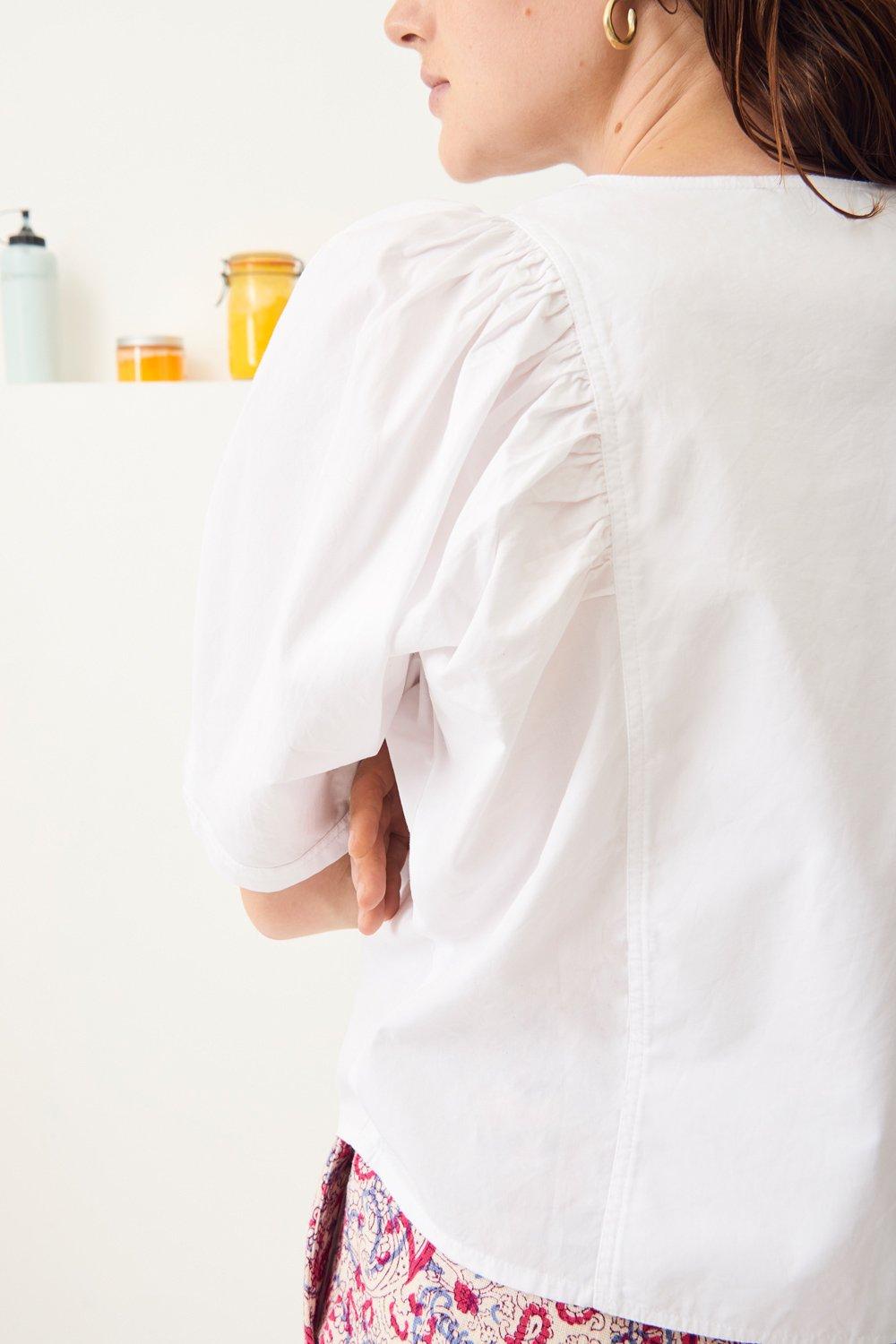 Popy Puff-Sleeve Blouse - White