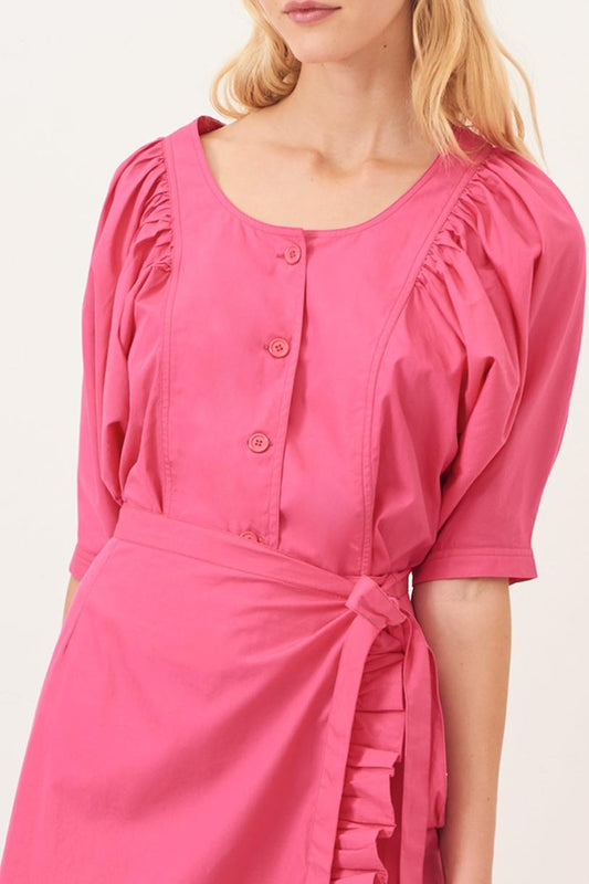 Popy Puff-Sleeve Blouse - Pink