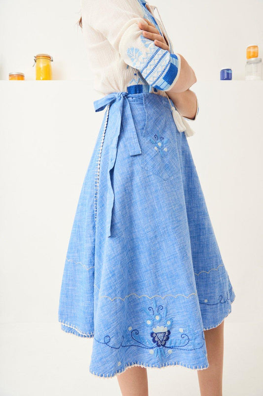 Ponye Embroidered Wraparound Skirt
