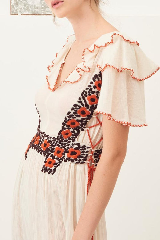 Paola Embroidered Maxi Dress