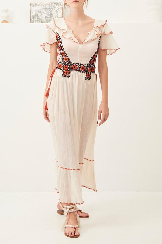 Paola Embroidered Maxi Dress