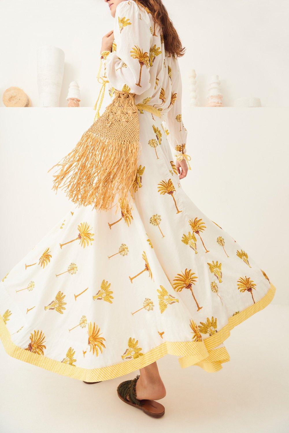 Palmy Flowing Maxi Skirt - Yellow