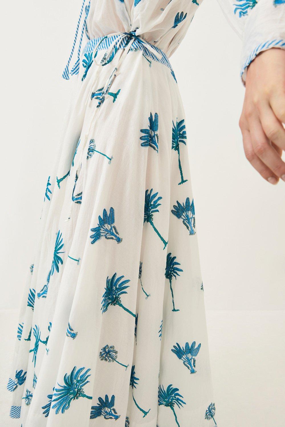 Palmy Flowing Maxi Skirt - Blue