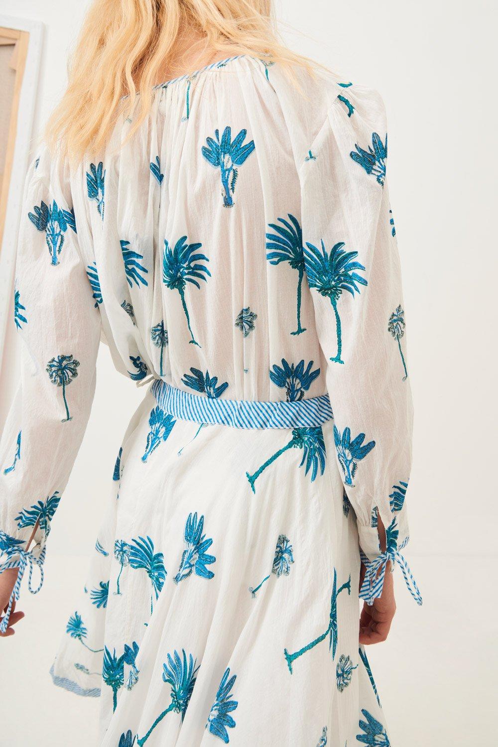 Palmy Flowing Maxi Skirt - Blue