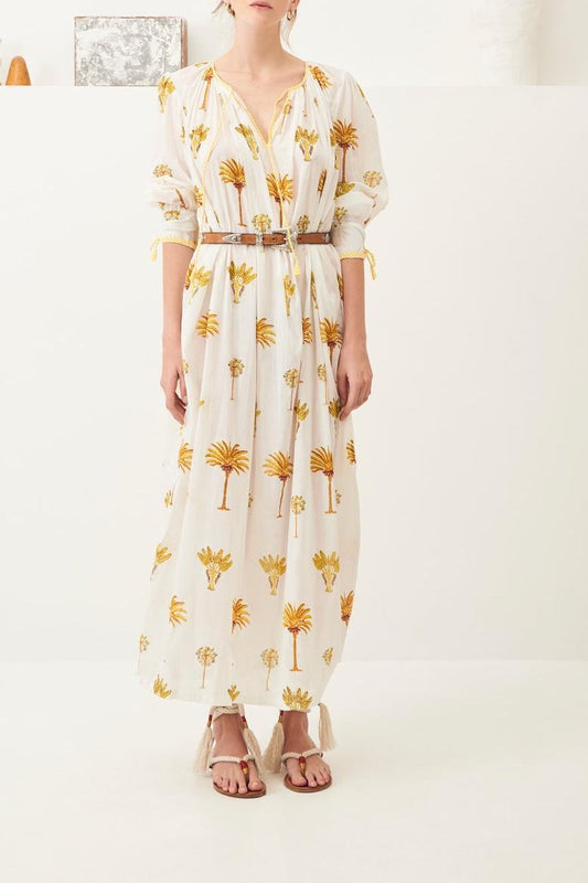 Palmy Flowing Maxi Dress - Yellow