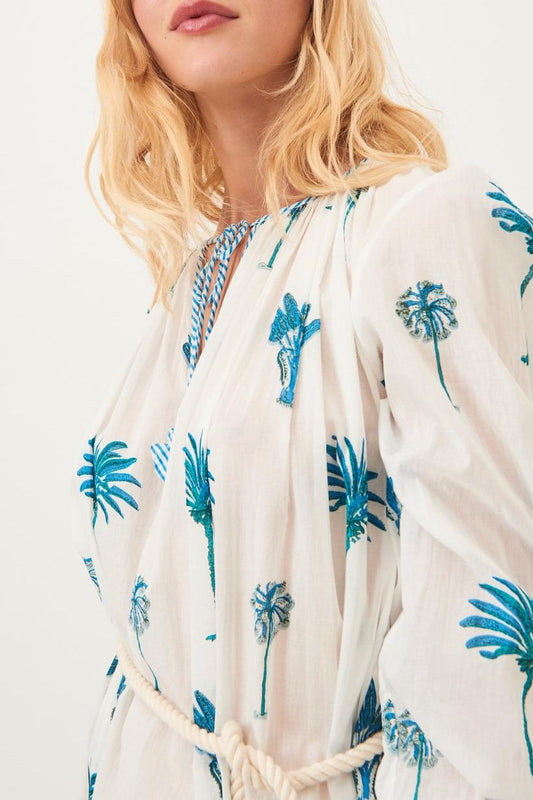 Palmy Flowing Maxi Dress - Blue