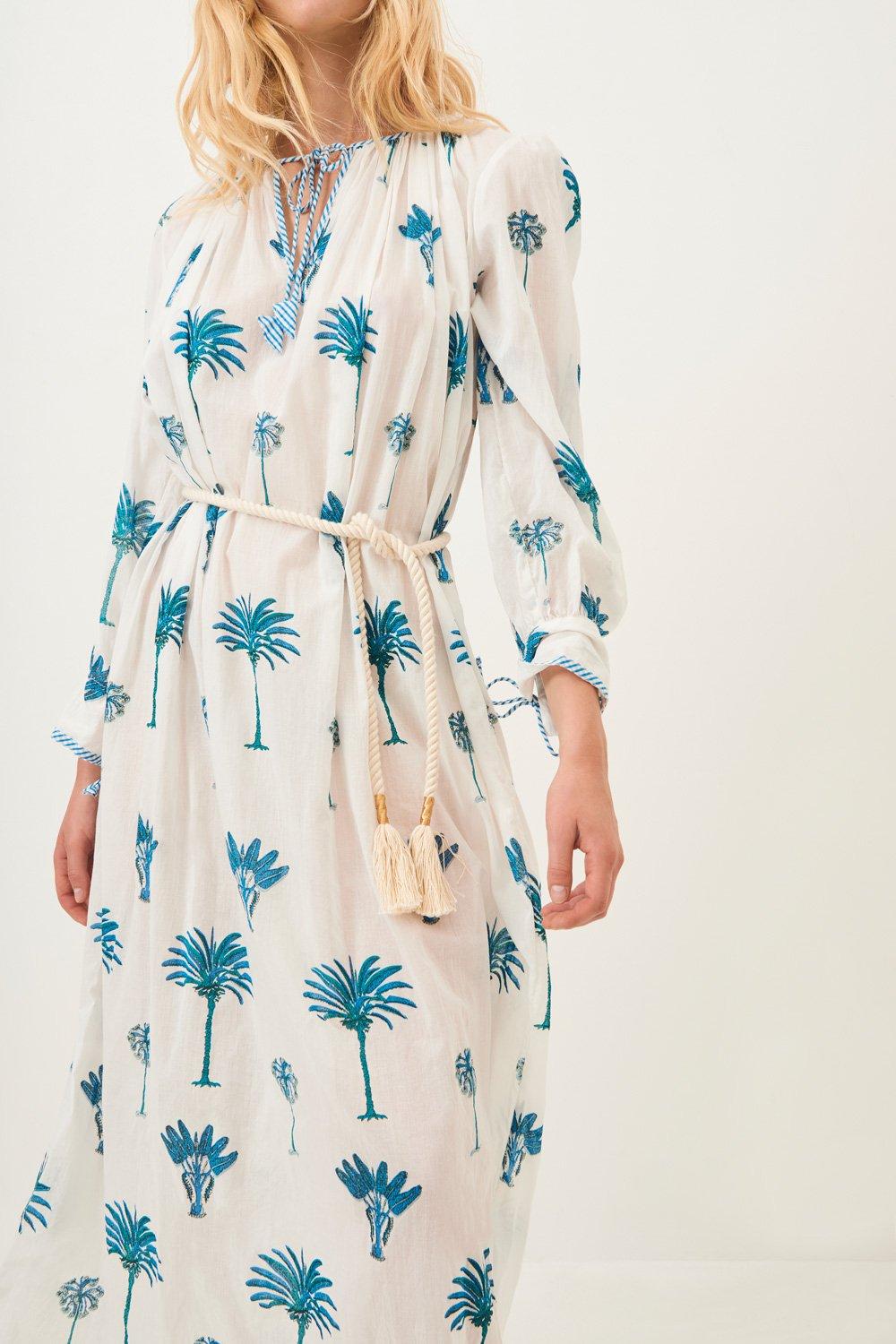 Palmy Flowing Maxi Dress - Blue