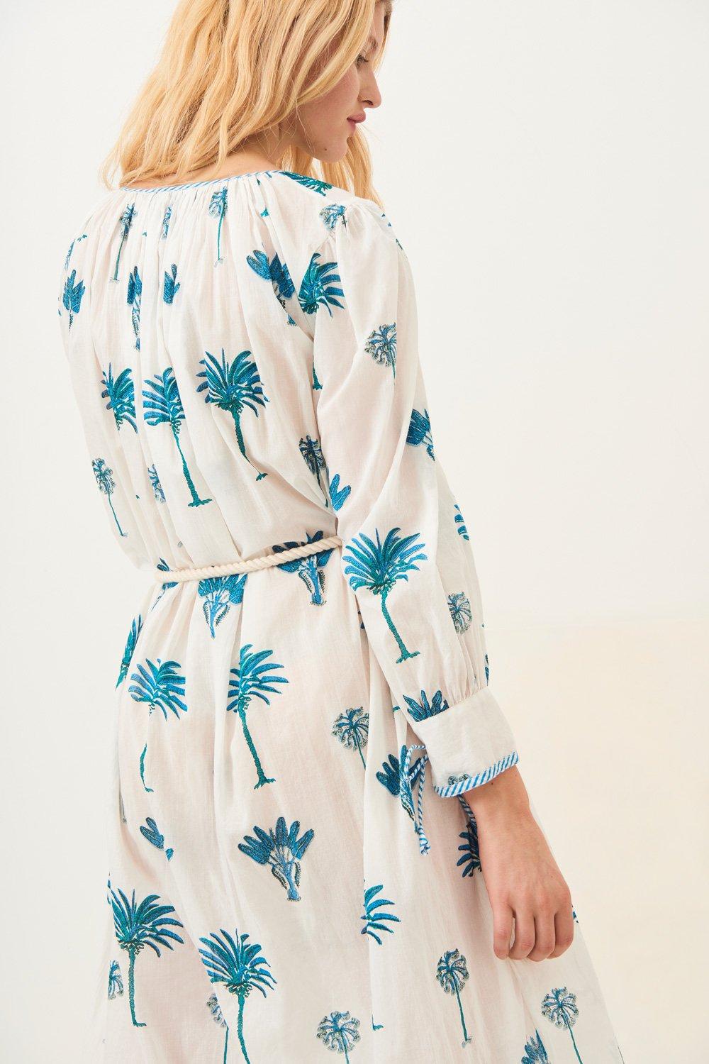 Palmy Flowing Maxi Dress - Blue