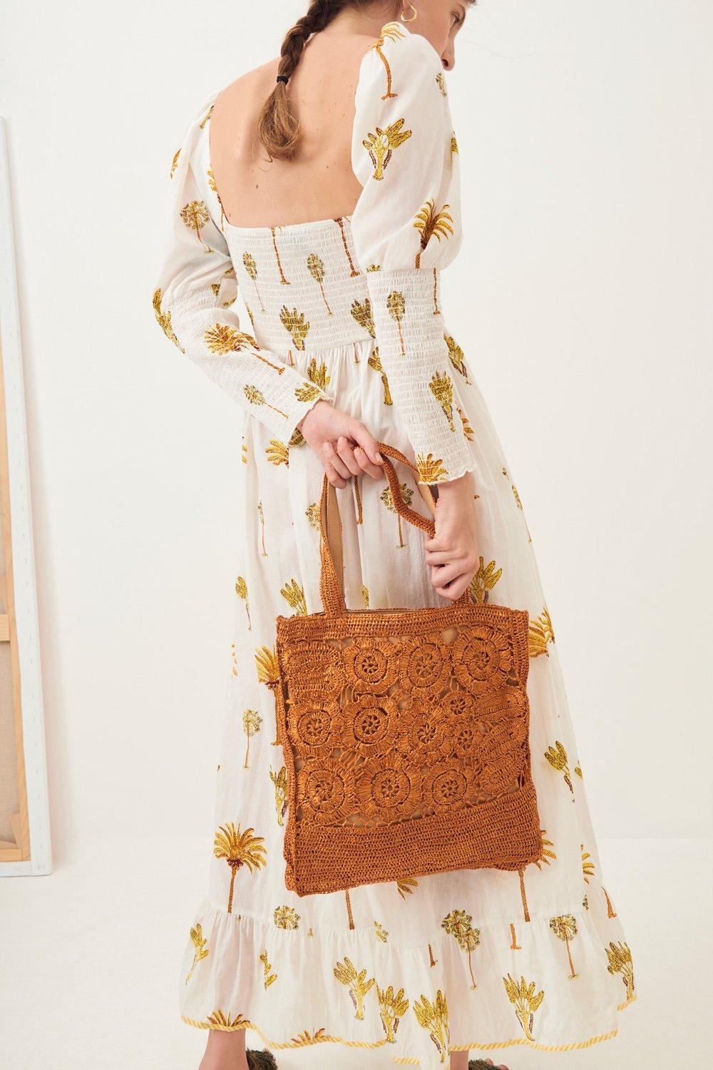 Palmy Puffed Sleeve Flowing Dress - Yellow