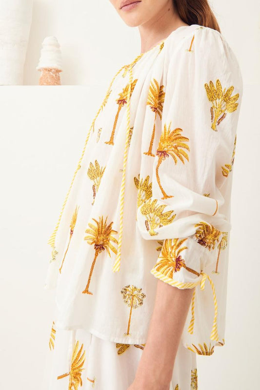 Palmy Flowing Blouse - Yellow