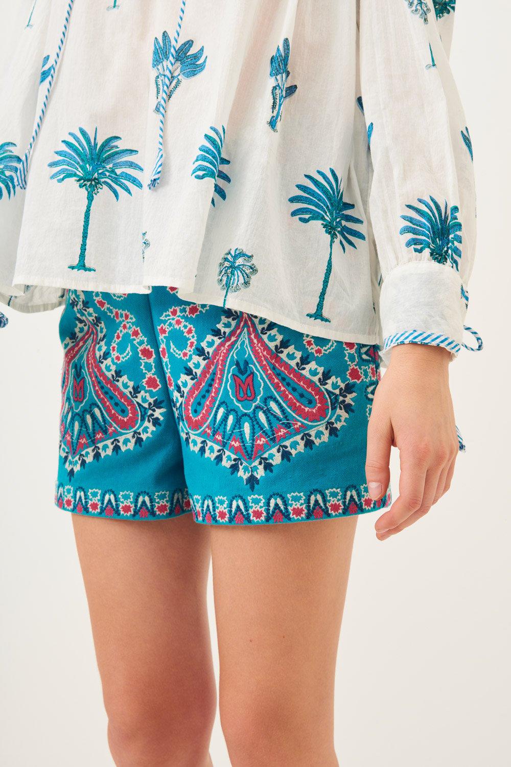 Palmy Flowing Blouse - Blue