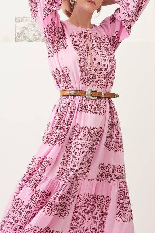 Nalii Flowing Traditional Maxi Dress - Pink