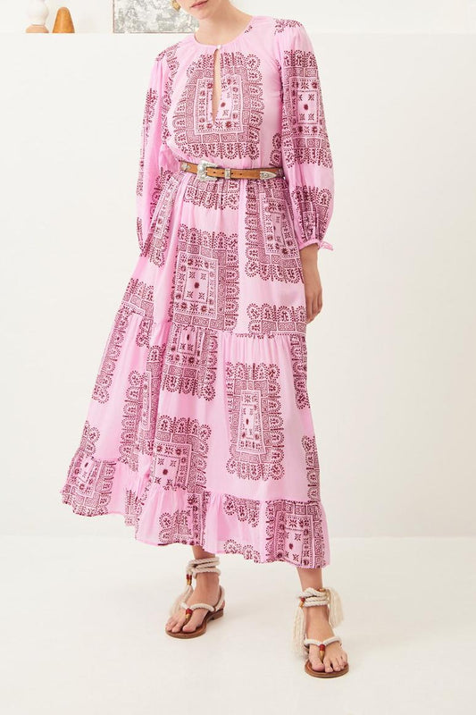 Nalii Flowing Traditional Maxi Dress - Pink