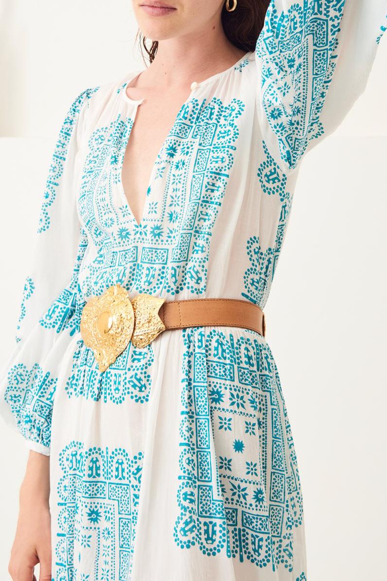 Nalii Flowing Traditional Maxi Dress - Cream