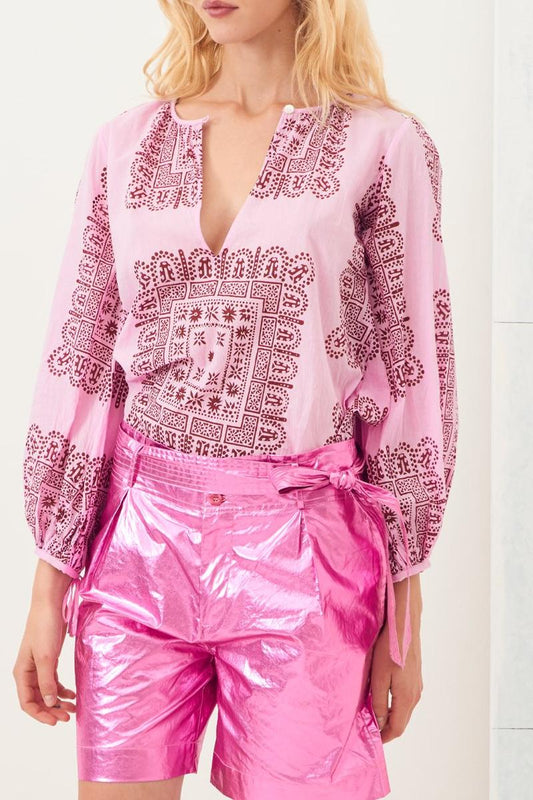 Nalii Flowing Traditional Blouse - Pink
