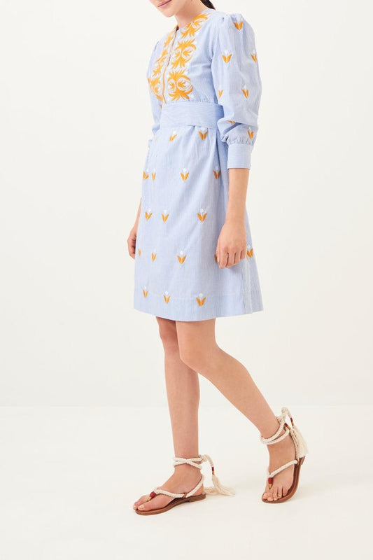 Mexica Embroidered Puffed Sleeve Mini Dress