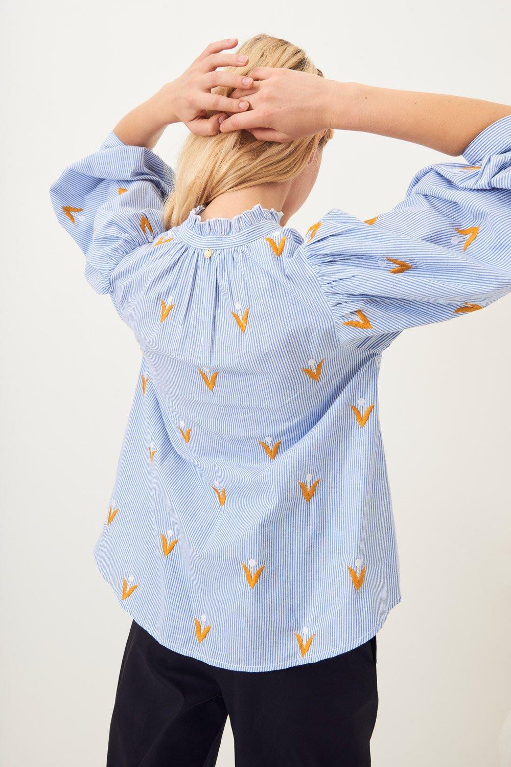 Mexica Embroidered Puffed Sleeve Blouse