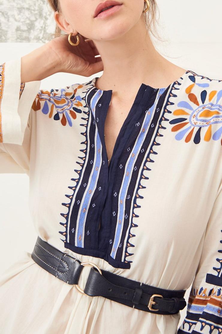 Malika Traditional Embroidered Midi Dress