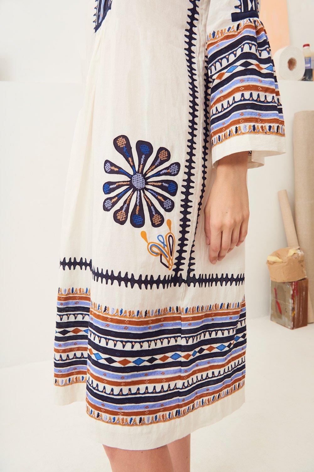 Malika Traditional Embroidered Midi Dress