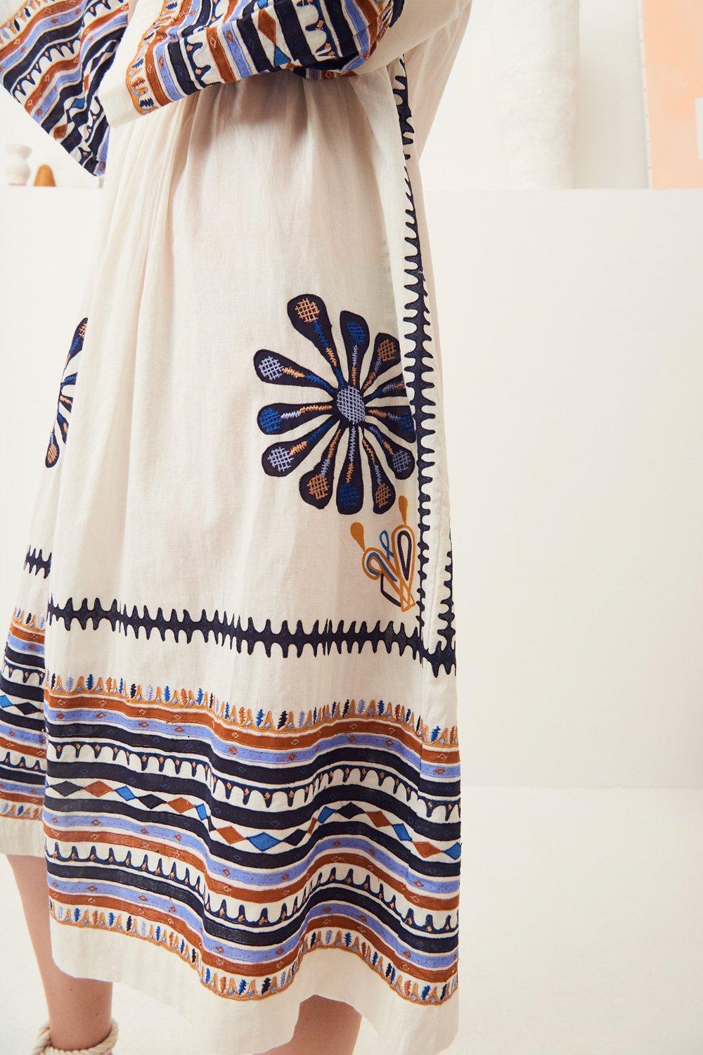 Malika Traditional Embroidered Midi Dress