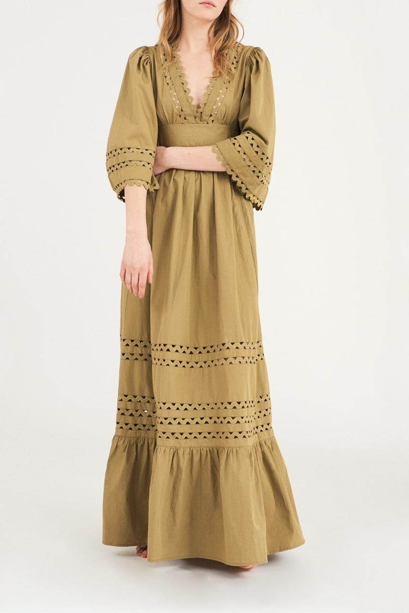 Malia Poplin Maxi Dress - Khaki