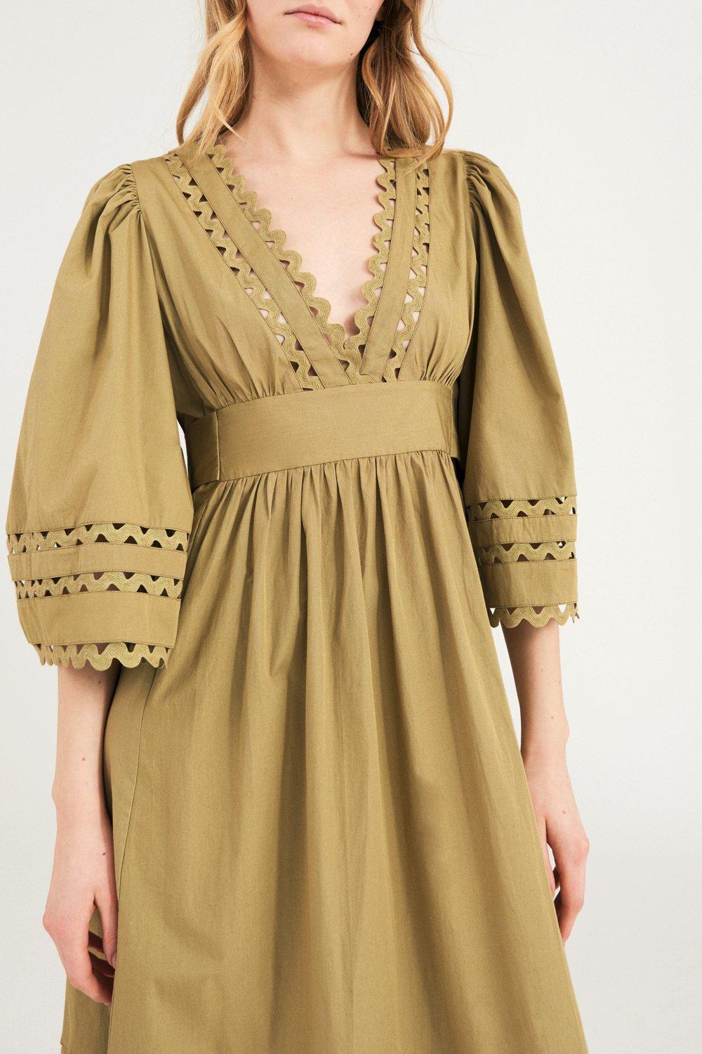 Malia Poplin Maxi Dress - Khaki