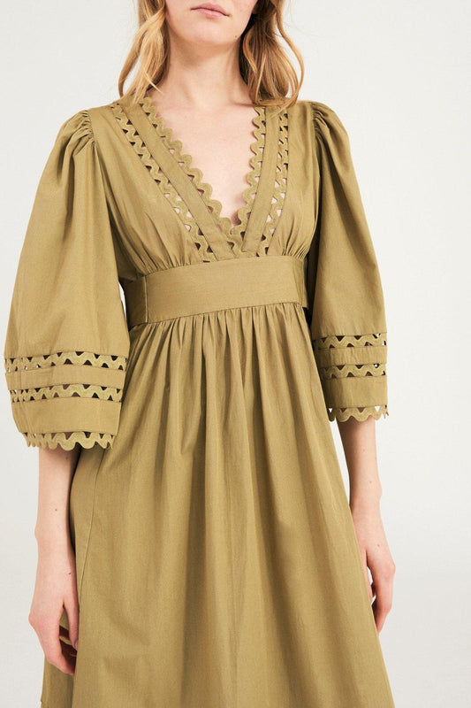 Malia Poplin Maxi Dress - Khaki