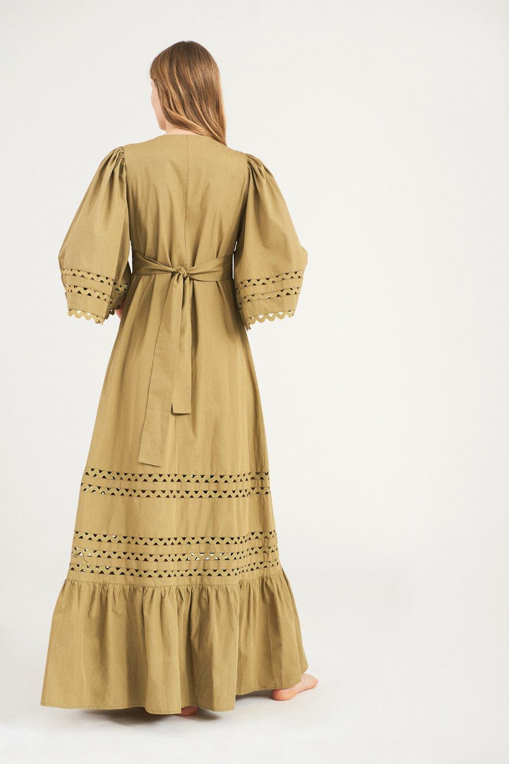 Malia Poplin Maxi Dress - Khaki