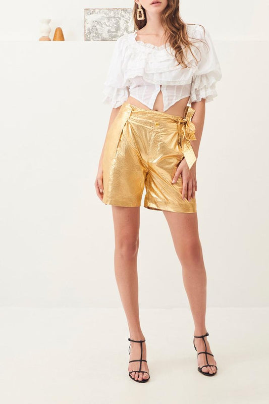 Lumi High Waisted Shorts - Gold