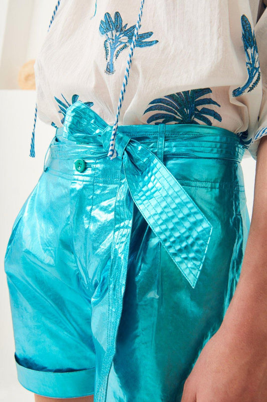 Lumi High Waisted Shorts - Turquoise