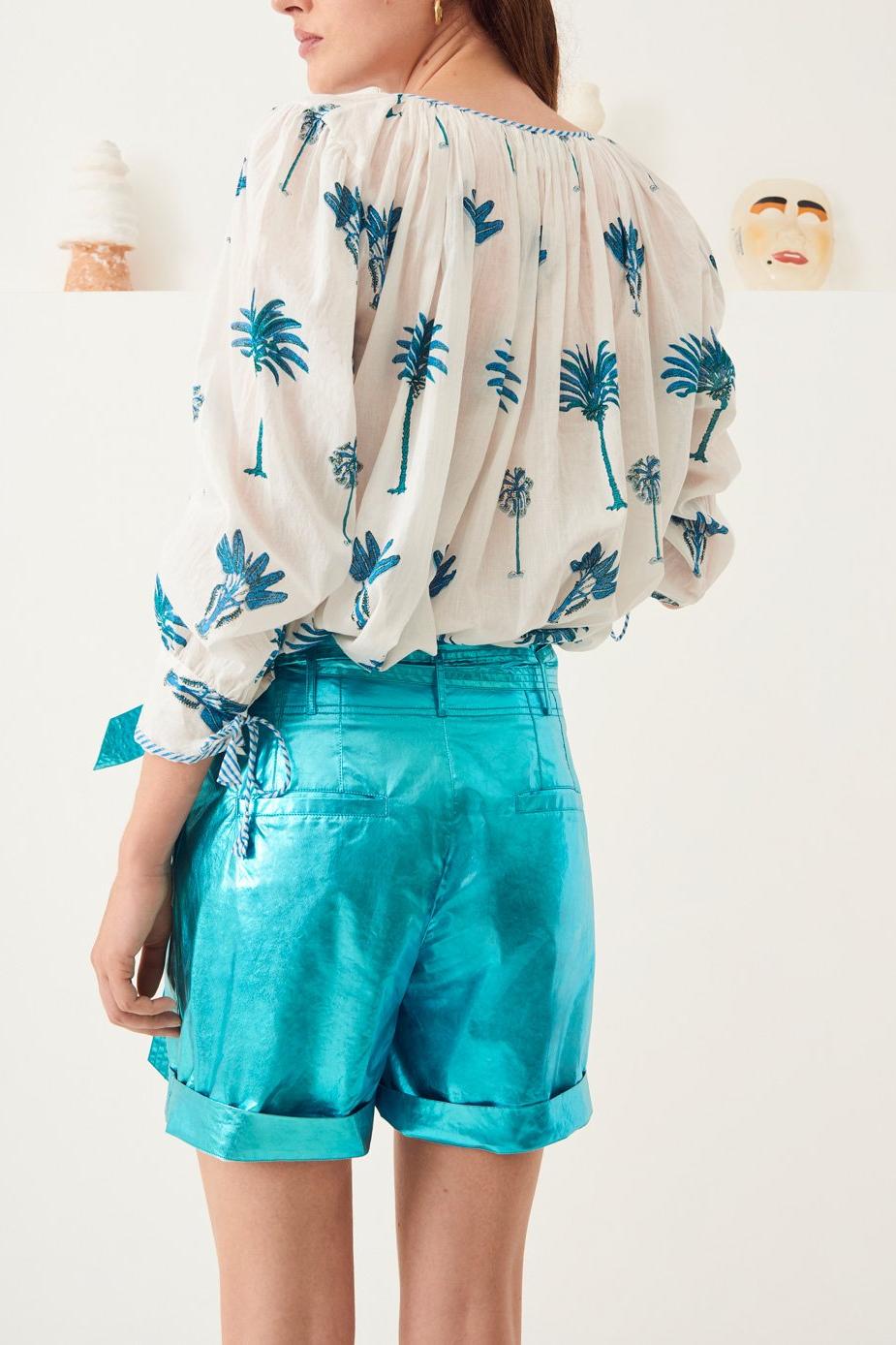 Lumi High Waisted Shorts - Turquoise