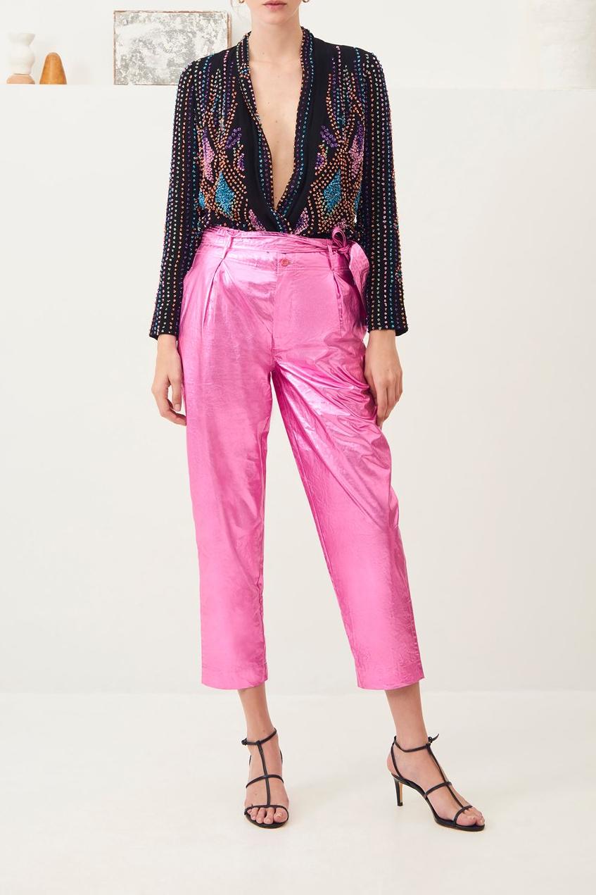 Lumi Shiny Carrot Pants - Pink