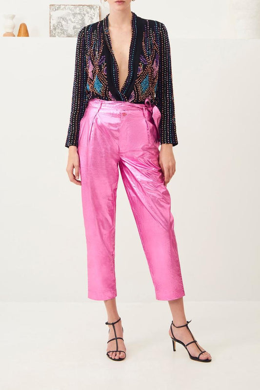 Lumi Shiny Carrot Pants - Pink