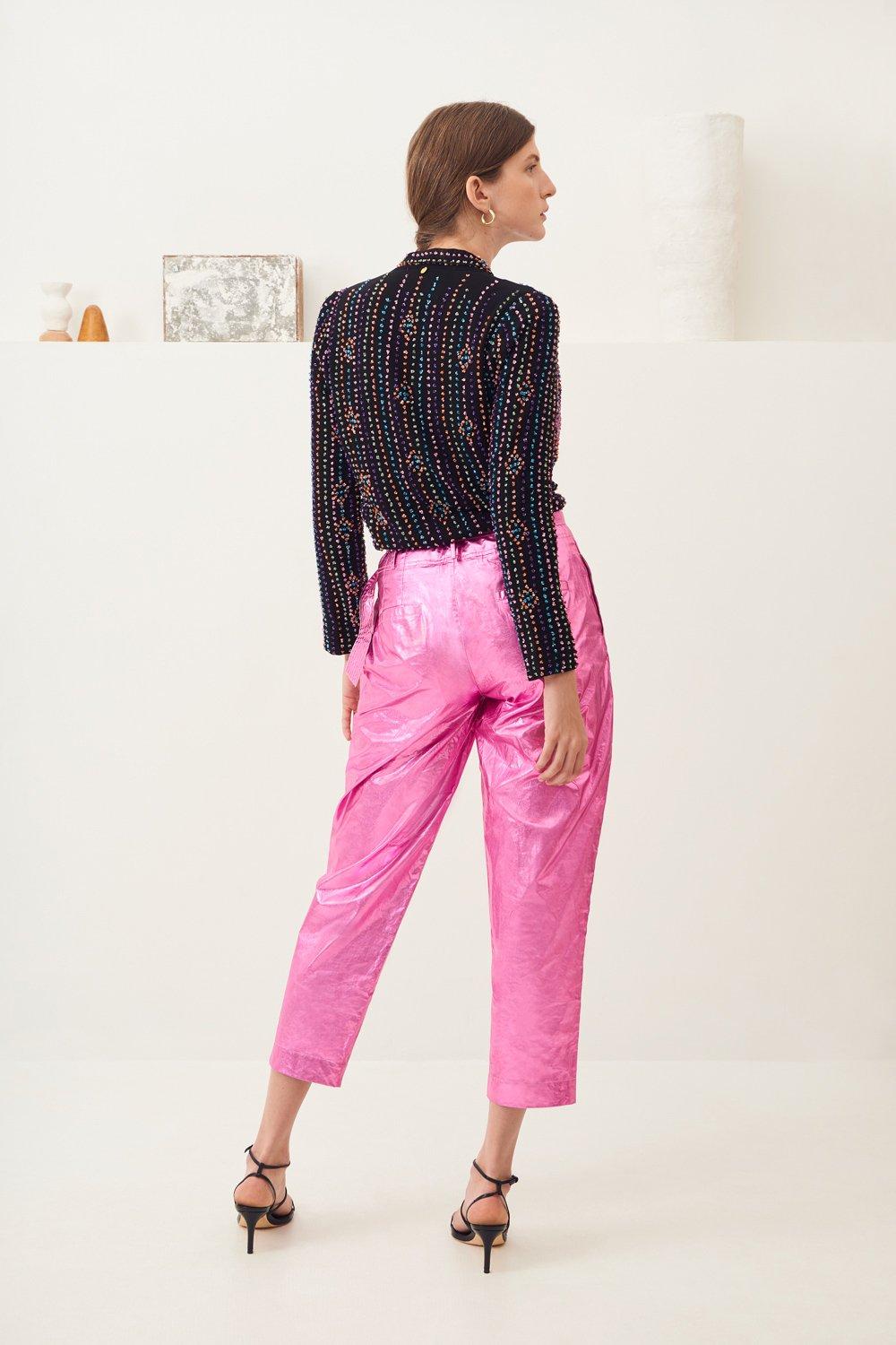 Lumi Shiny Carrot Pants - Pink