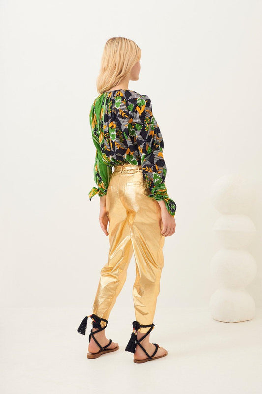 Lumi Shiny Carrot Pants - Gold