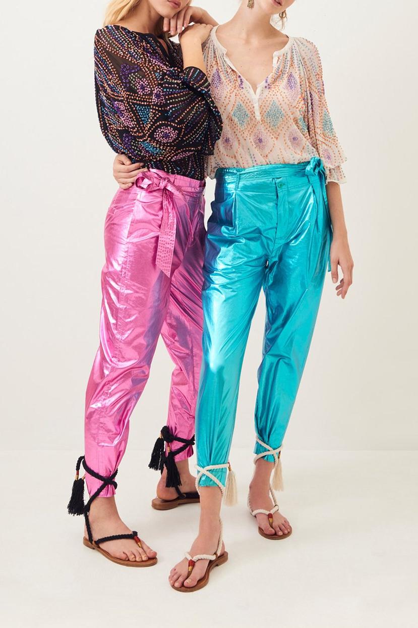 Lumi Shiny Carrot Pants - Turquoise